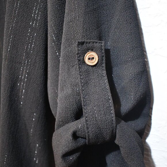 3/$15  Janet Chung Black Metallic Blouse - Picture 5 of 6